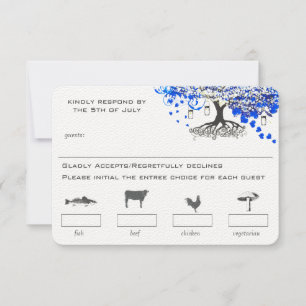 Royal Blue Heart Leaf Tree Mason Jar Menu Choix