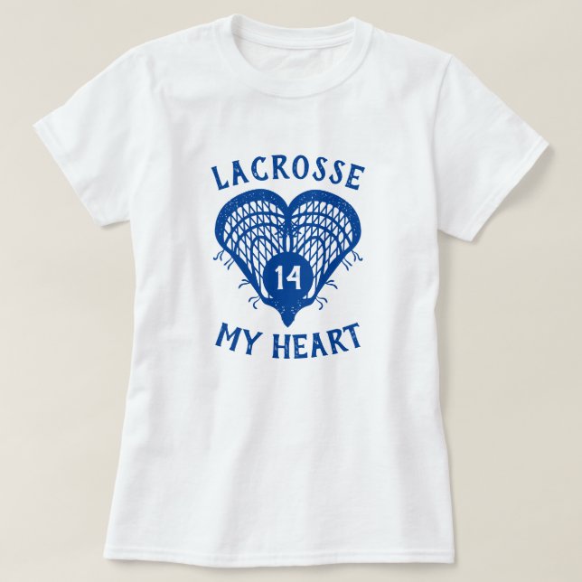 Royal Blue Lacrosse Mon Coeur T-shirt (Design devant)