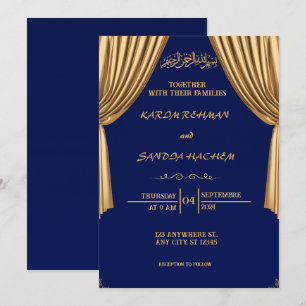 Royal Blue Nikah Faire-part de mariage musulman is