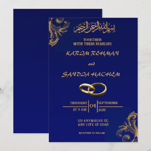 Royal Blue Nikah Faire-part de mariage musulman is