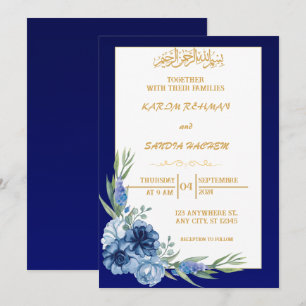 Royal Blue Nikah Faire-part de mariage musulman is