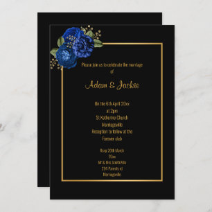 ROYAL BLUE OR FAIRE-PART DE MARIAGE FLORALE