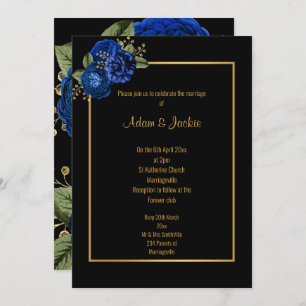 ROYAL BLUE OR FLORAL ÉLÉGANT INVITATION MARITIME