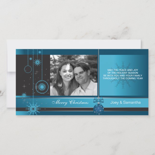 Royal - Blue ornement carte photo de Noël de Noël (Devant)