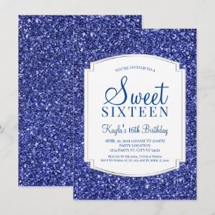 Royal Blue Parties scintillant Sweet 16 Invitation