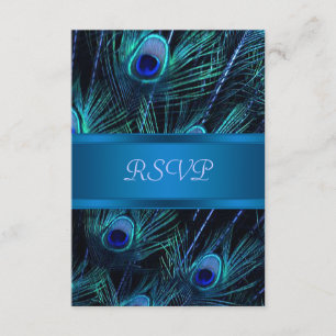 Royal Blue Purple Peacock Mariage RSVP Cartes