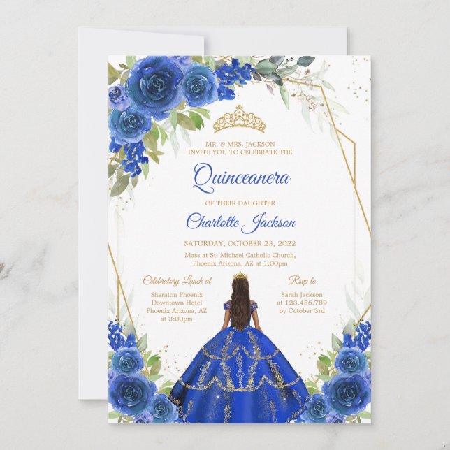 Royal Blue Quinceanera Invitation (Devant)