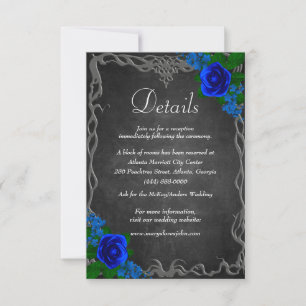 Royal Blue Rose Chalk Board Détails du Mariage de 