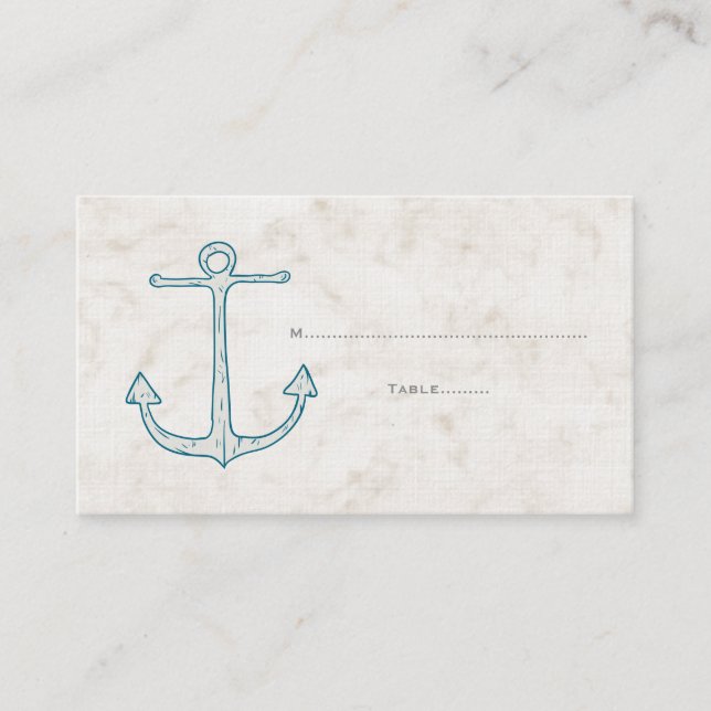 Royal Blue Rustic Ancre Mariage Cartes de Place (Devant)