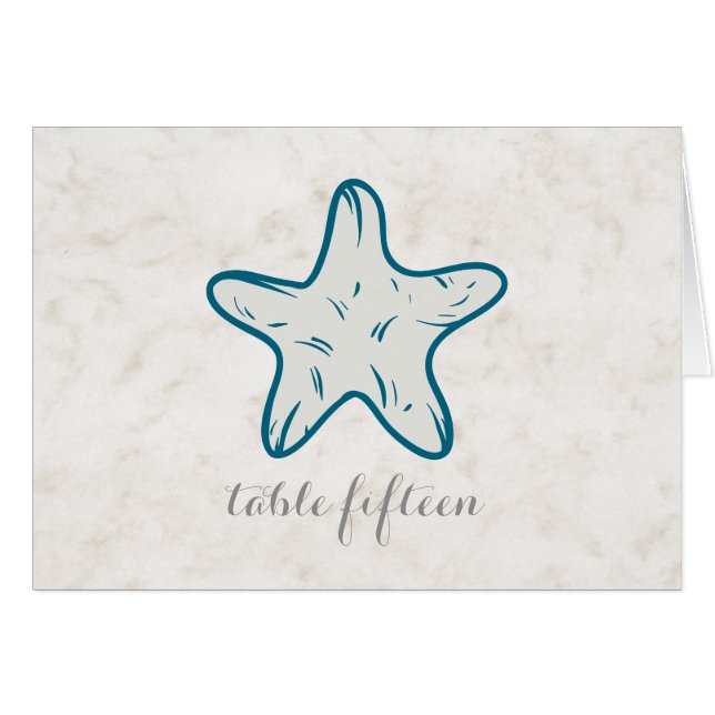 Royal Blue Rustic Starfish Mariage Numéro de table (Devant horizontal)