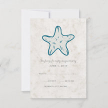 Royal Blue Rustic Starfish Wedding Carte RSVP