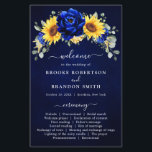 Royal Blue Rustic Sunflower Programme de mariage m<br><div class="desc">Élégant et moderne programme de mariages campagnards rustiques avec tournesol jaune vif, pivoines bleues royales, souffle bébé, cadre floral gypsophila / couronne avec feuilles eucalyptus. S'il vous plaît trouver d'autres modèles et variantes de mon magasin "blissweddingpaperie". Et n'hésitez pas à me contacter pour plus de personnalisation ou de correspondance d'articles....</div>