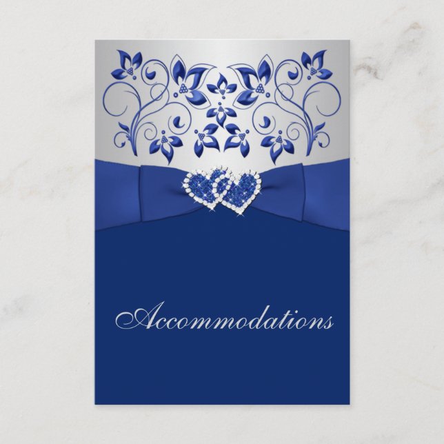 Royal Blue, Silver Floral, Cartes de boîtier Coeur (Devant)