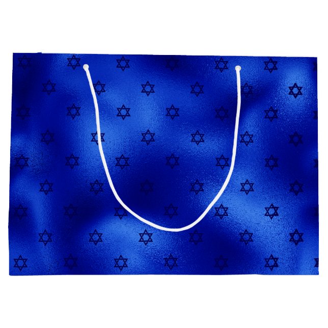 Royal Blue Star de David Hanoukka Grand sac cadeau (Dos)