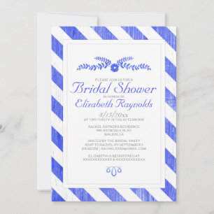 Royal Blue Stripes Invitations de douche nuptiale