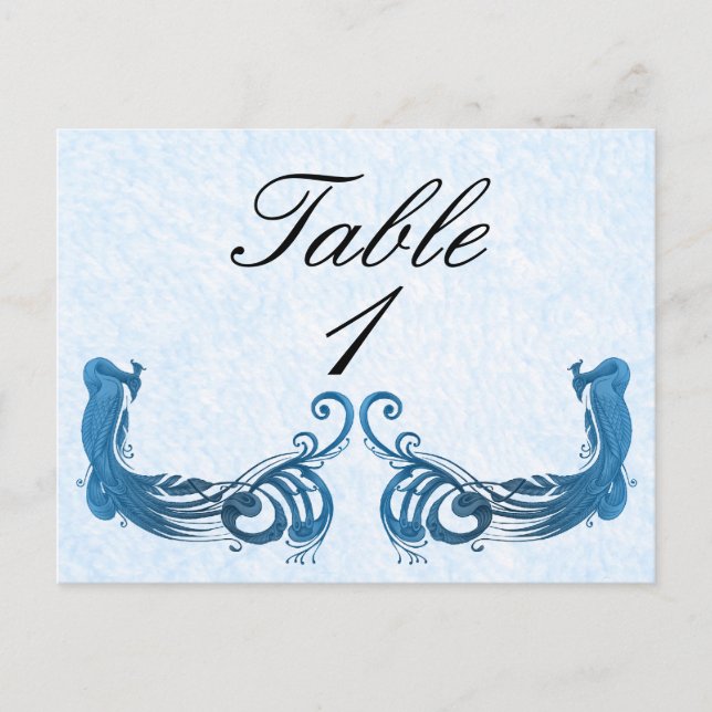 Royal Blue Vintage Peacock Numéro de table (Devant)