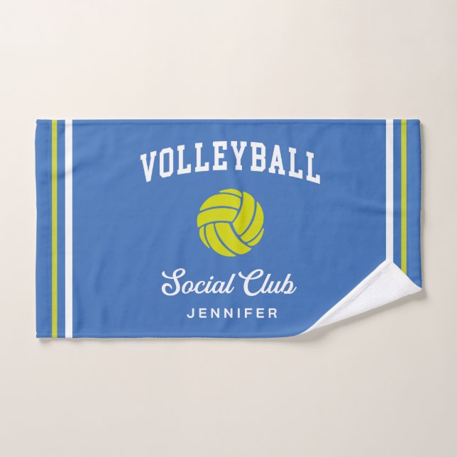 Royal Blue Volleyball Social Club Custom Name Hand (Serviette à main)