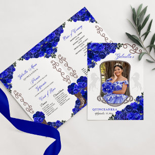 Royal Blue Western Charro Quinceañera Programme