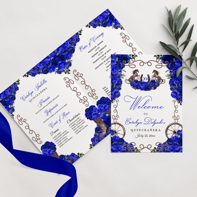 Royal Blue Western Charro Quinceañera Programme (Créateur téléchargé)