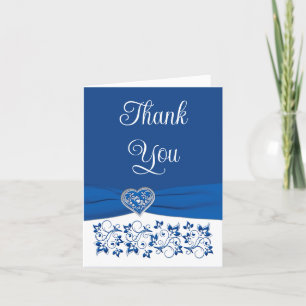 Royal Blue, White Heart of Love Carte de remerciem