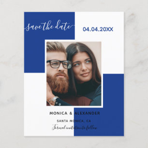Royal blue white photo mariage Enregistrer la date