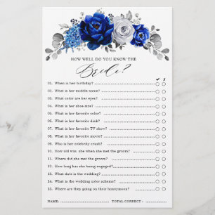 Royal Blue White Silver Floral Fête des mariées Je