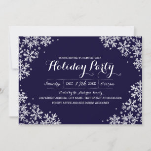 Royal Blue & White Snowflake Fête Invitation