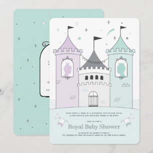 Royal Castle Boy Girl Twins Baby shower Invitation