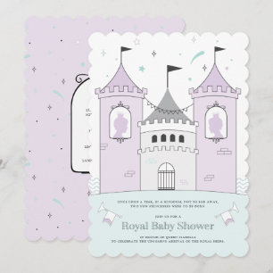 Royal Castle Girl Twins Baby shower Invitation