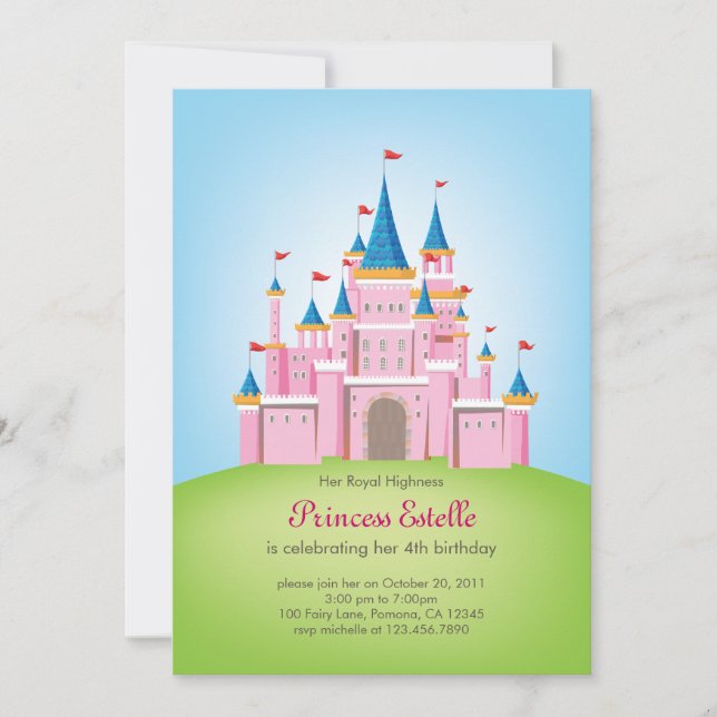 Royal Castle Princess Anniversaire Carte d'invitat (Devant)