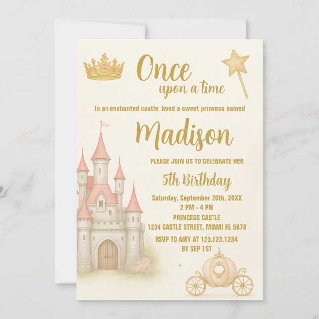 Royal Castle Princess Invitation d'anniversaire (Devant)