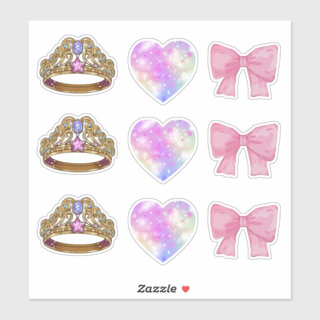 Royal Coquette Sticker Sheet | Gold Tiara & Pink  (Feuille)