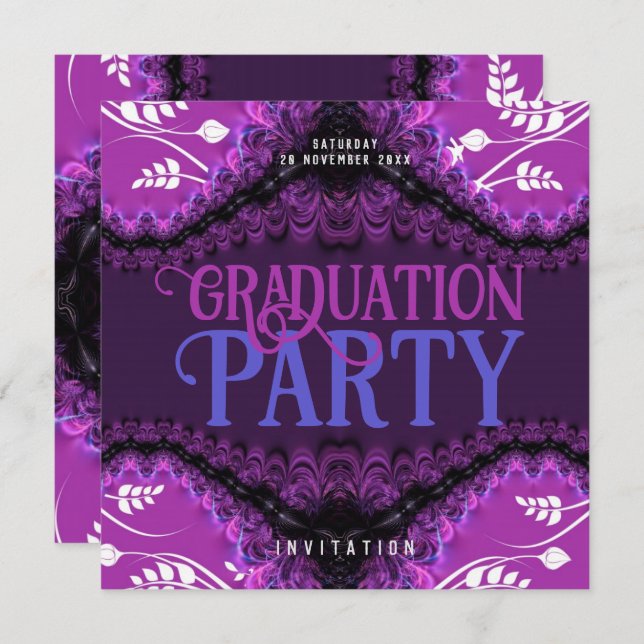 Royal Diva Purple Graduation Party Invitations (Devant / Derrière)