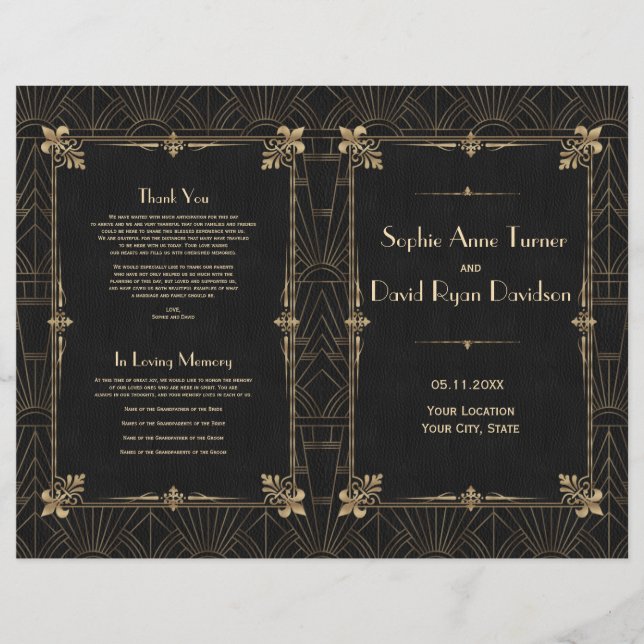 Royal Fleur-de-Lis Art Déco 1920 Programme de mari (Devant)