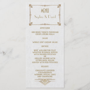 Royal Fleur-de-Lis Art Déco Gold White 20s Menu