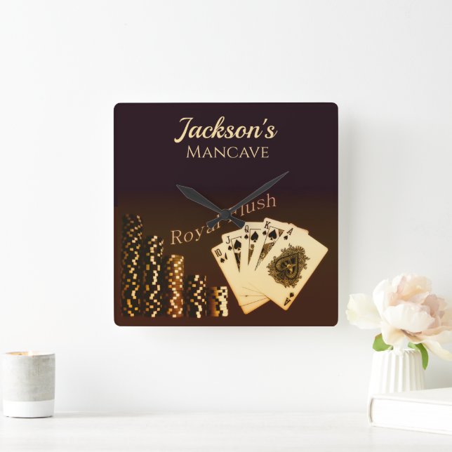 Royal Flush Poker Horloge Mur À Thème (Maison)