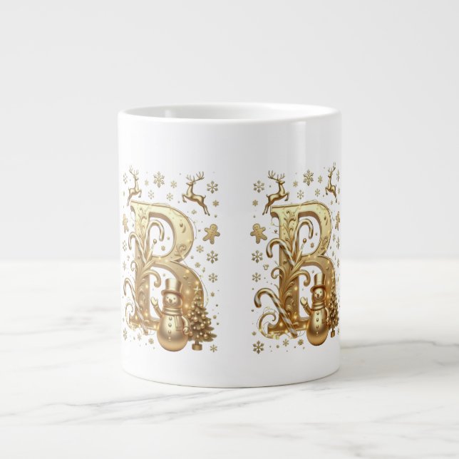 Royal Gold B Luxury Snowman Jumbo Mug (Devant)