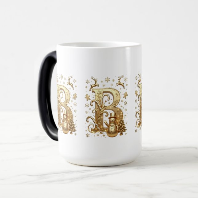 Royal Gold B Luxury Snowman Magic Mug (Devant gauche)