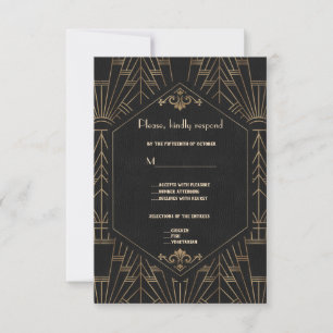 Royal Gold Black Great Gatsby 1920 mariage RSVP