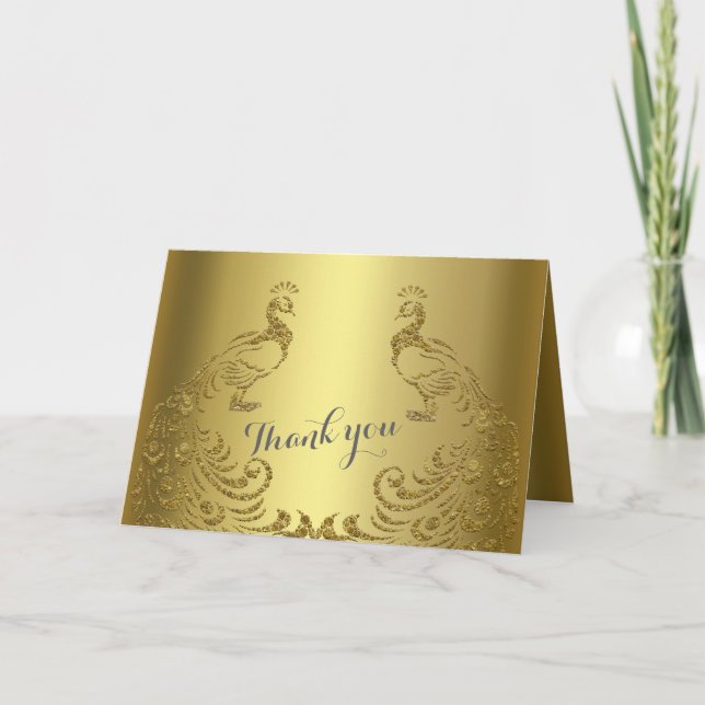Royal Gold Résumé Paon Mariage MERCI (Devant)