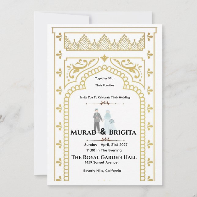 Royal Indian Wedding Invitation – Gold Design (Devant)