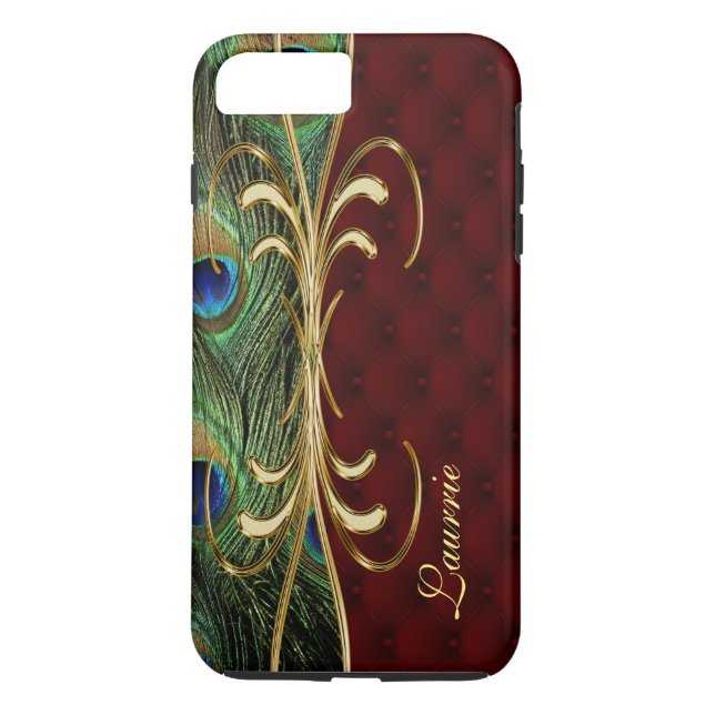 Royal Leather Peacock iPhone 7 Plus Monogram Coque (Dos)