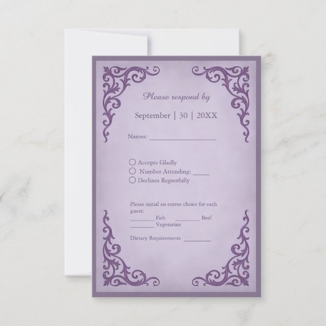 Royal Medieval Vintage Scroll Wedding RSVP Card (Devant)