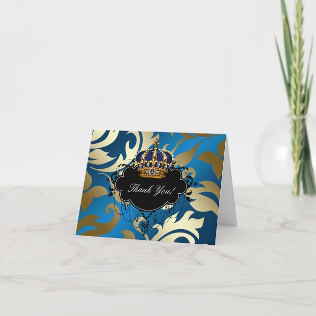 Royal Navy Blue Gold Jewel Crown Merci Cartes (Devant)