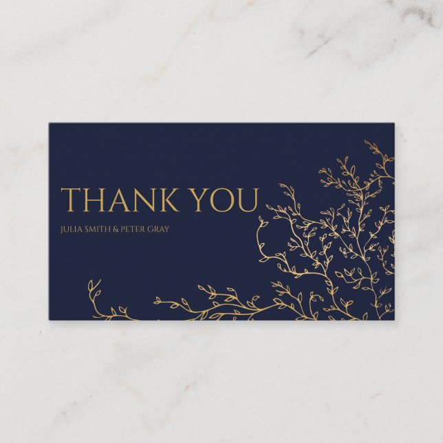 Royal Navy-Blue & Gold Mariage Carte de remercieme (Devant)