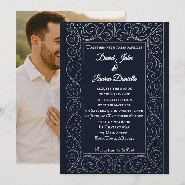 Royal Navy Photo Wedding Invitation (Devant / Derrière)