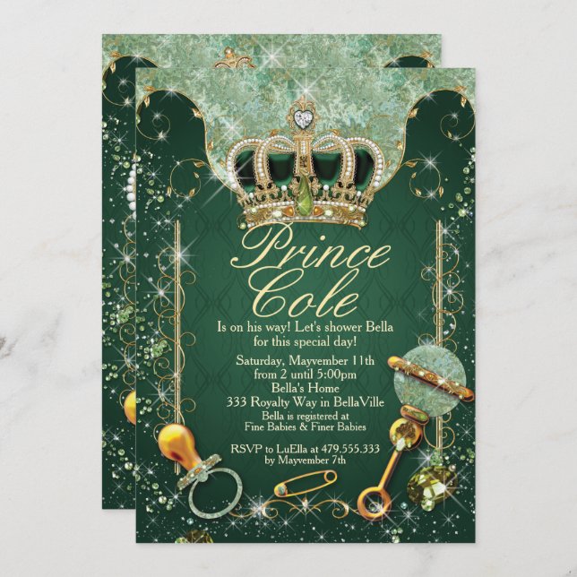 Royal Prince Baby Boy Shower Invitations (Devant / Derrière)
