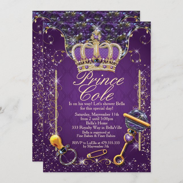 Royal Prince Baby Boy Shower Invitations (Devant / Derrière)
