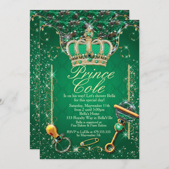 Royal Prince Baby Boy Shower Invitations (Devant / Derrière)
