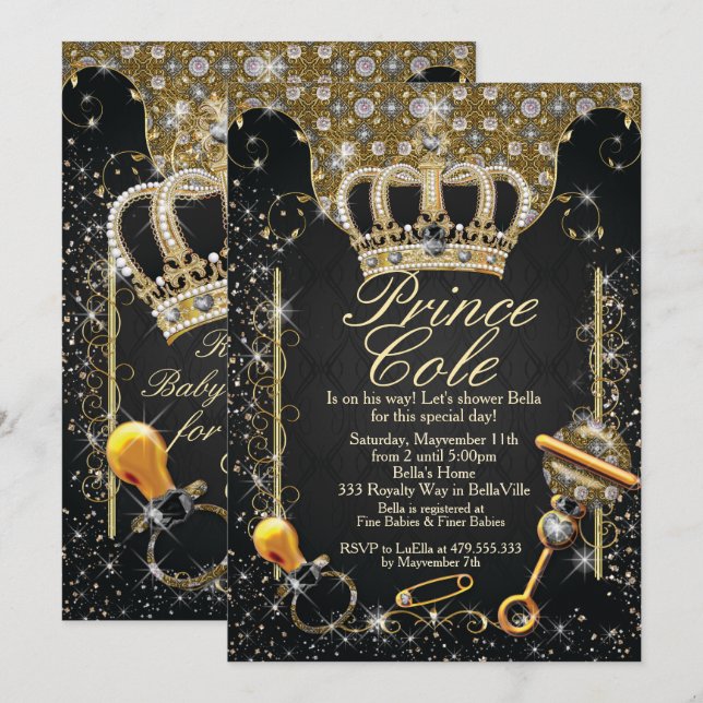Royal Prince Baby Boy Shower Invitations (Devant / Derrière)